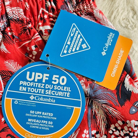 Columbia PFG Women's Red 50 UPF Rate Palm Tree Super Backcast Water Shorts XS - Picture 7 of 11